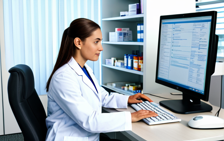 약사 약물 정보 업데이트 팁 - **Prompt:** "A pharmacist attending a medical conference, taking notes during a presentation, fully ...