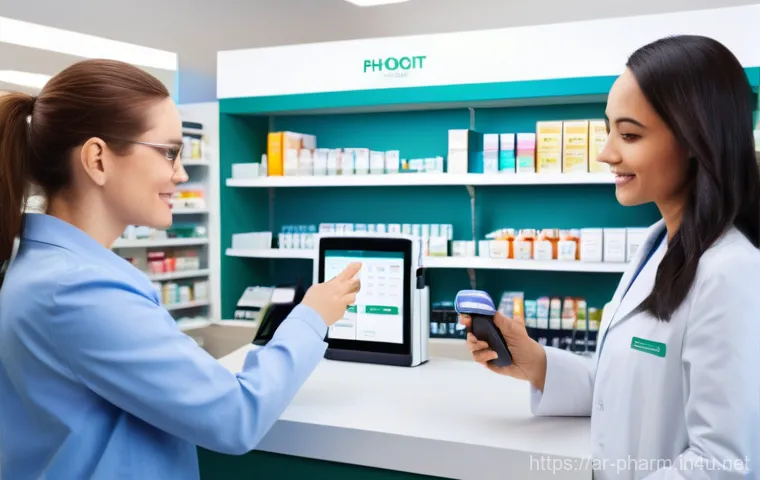 약사 약국 내 고객 서비스 개선 - **Prompt: A compassionate male pharmacist, in his late 40s, with a gentle smile and reassuring eyes,...