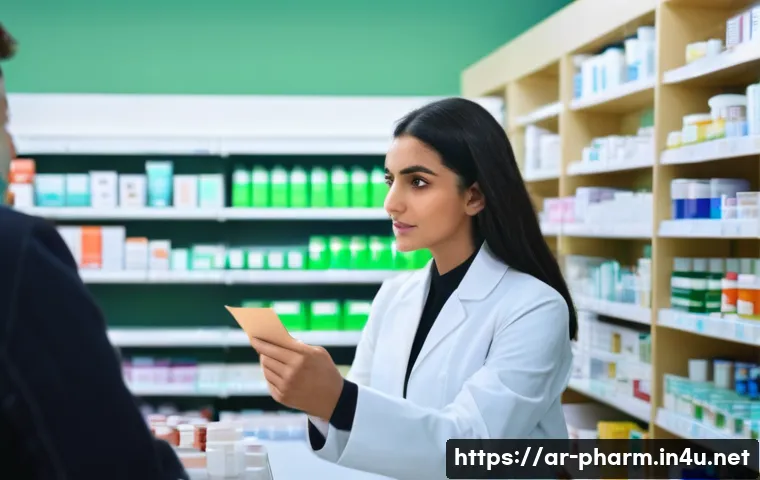 약사 처방 조제 절차 및 팁 - **A Trusted Pharmacist's Consultation**
    "A professional and warm female pharmacist, dressed in a...