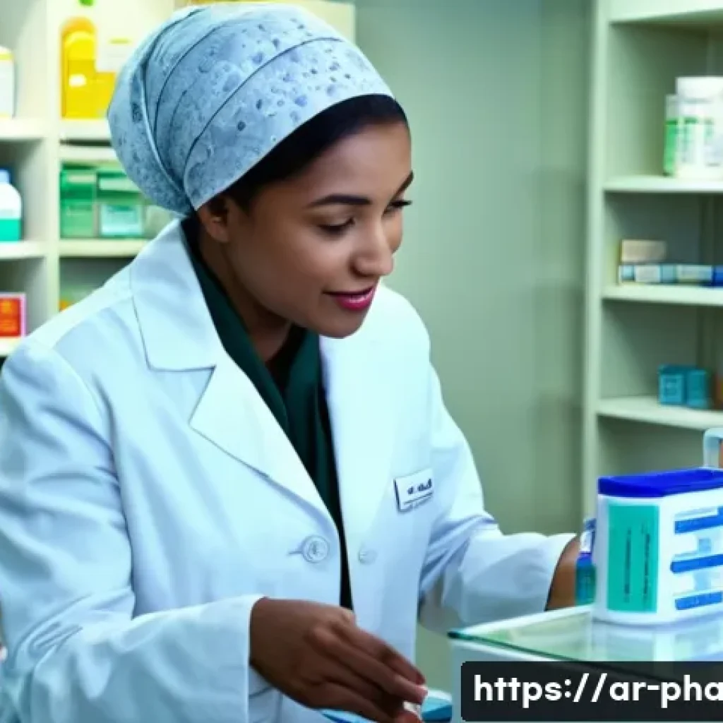 약사들이 주의할 약물 보관법 - **Prompt:** "A brightly lit, clean, and modern pharmacy interior. A professional female pharmacist, ...