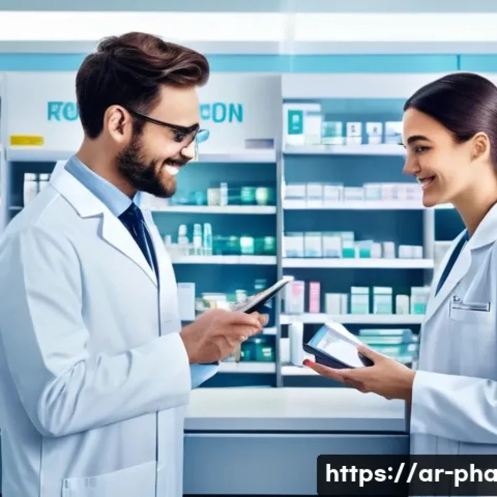 약사 약국에서의 스마트 기술 도입 - **A highly detailed, ultra-modern smart pharmacy interior.** A sophisticated, gleaming robotic arm i...