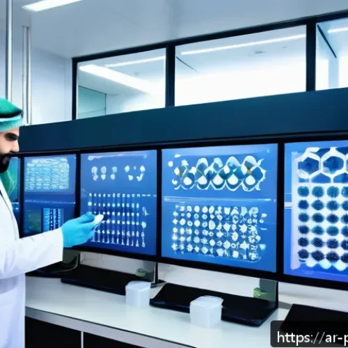 약사 약물 연구 경력 개발 - A modern pharmaceutical research laboratory in the Middle East, featuring diverse Arab scientists in...